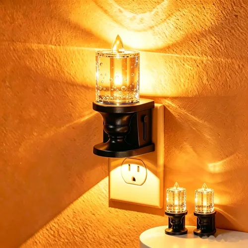Vista 14 de Briignite Flameless Candle Night Light, Amber Night Lights, Dusk to Dawn