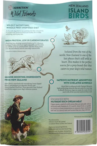 Vista 9 de Addiction Wild Islands Island Bird - Alimento seco prémium para perros con pavo, pavo y pollo, 4 libras