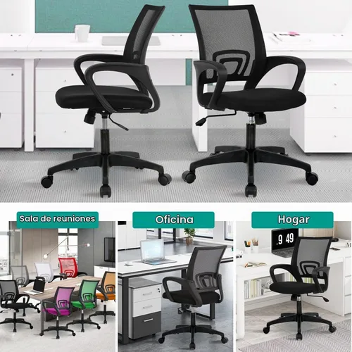 Vista 7 de Silla de oficina ergonómica con soporte lumbar, silla de escritorio de malla ajustable para dolor de espalda, taburete giratorio ejecutivo moderno
