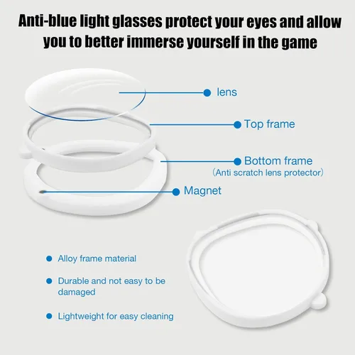 Vista 6 de OOAVR Anti-Blue Light Glasses for Oculus Quest 2,Accessories with Magnetic Alloy Frame and Blue Light-Blocking Lenses,Support The Replacement of