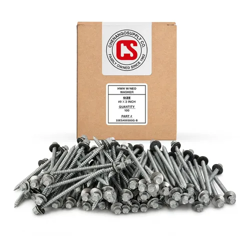 Vista 11 de Chenango Supply Tornillos de techo de metal con cabeza hexagonal #9 x 1