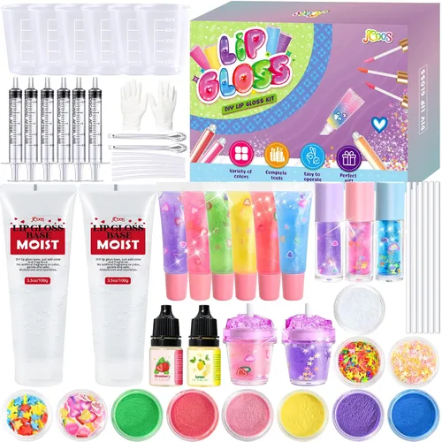 Vista 8 de Jcoos Kit de fabricación de brillo de labios, kit de fabricación de brillo de labios, divertido kit de bálsamo labial para hacer tu propio brillo