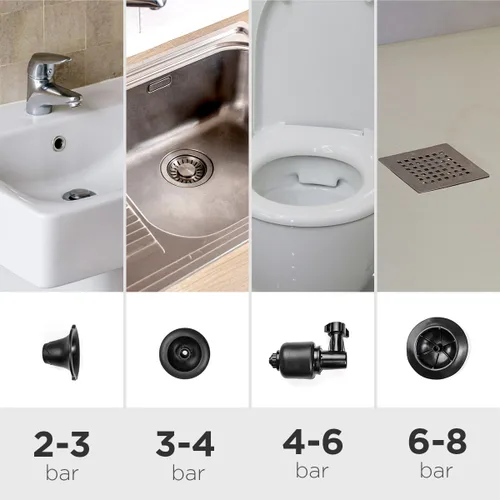 Vista 3 de Desatascador de Aire Comprimido de Alta Presión con Accesorios y Manómetro 5 en 1 Jetpro InnovaGoods