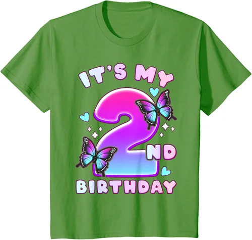 Vista 17 de Camiseta de 2º cumpleaños para niña de 2 años con mariposas y número 2 Negro
