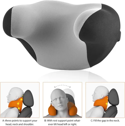 Vista 2 de Almohada para reposacabezas de automóvil, cómoda almohada de cuello con forma de memoria para aliviar el dolor de cuello, diseño ergonómico