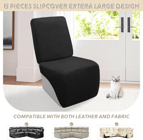 Vista 126 de Arfntevss Fundas de sofá seccional reclinable de terciopelo, Funda de sofá seccional de esquina para sofá reclinable, Funda elástica suave