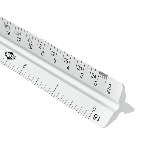 Vista 4 de ALVIN Aluminum Architect Triangular Scale Model 2200M-1 Regla para dibujo y dibujo, ideal para estudiantes y profesionales, arquitectos
