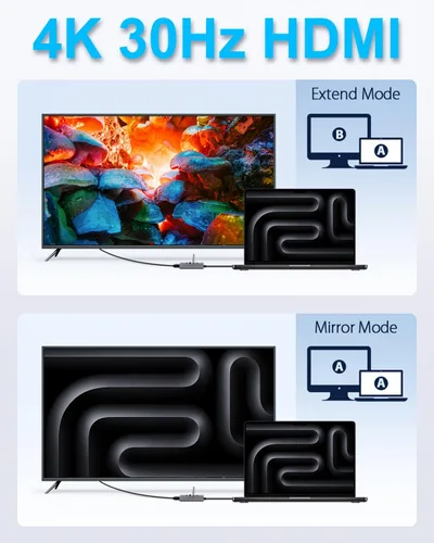 Vista 2 de TWOPAN Hub USB-C con HDMI 4K, 4 puertos USB 3.0, transferencia de datos de 5 Gbps - Adaptador de aluminio ultracompacto para MacBook, iPad Pro, XPS