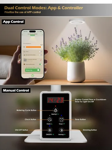 Vista 7 de Luz de cultivo con soporte, luz LED para plantas de interior, lámpara de cultivo de espectro completo, altura ajustable (blanco, 12 W)