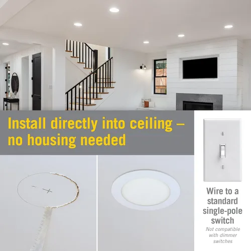 Vista 3 de Armacost Lighting Luces LED empotradas inteligentes Canless RGB+WW para nueva construcción, paquete de 4
