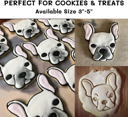 Vista 2 de Cortador de galletas Bulldog francés y cortador de golosinas para perros, cara - 3 pulgadas