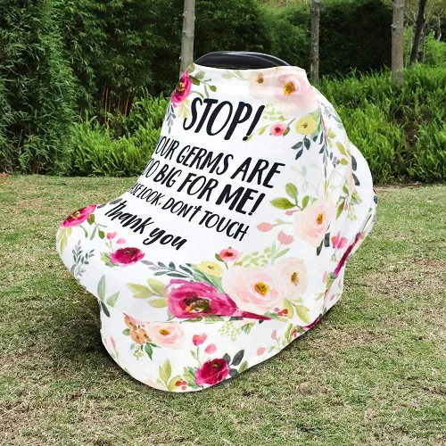 Vista 6 de Toldo para asiento de automóvil para bebé, fundas de asiento de automóvil con diseño de flores para recién nacido, fundas de cochecito infantil