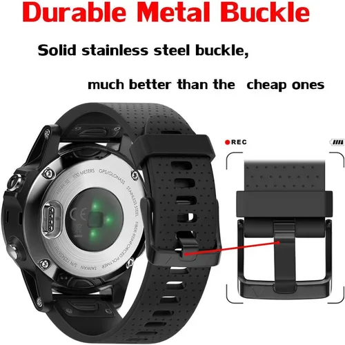 Vista 4 de ANCOOL - Correa para Garmin Fenix 5S, de ajuste fácil, de silicona suave de 20 mm de ancho, correa de reloj para Fenix 5S, #2-Negro