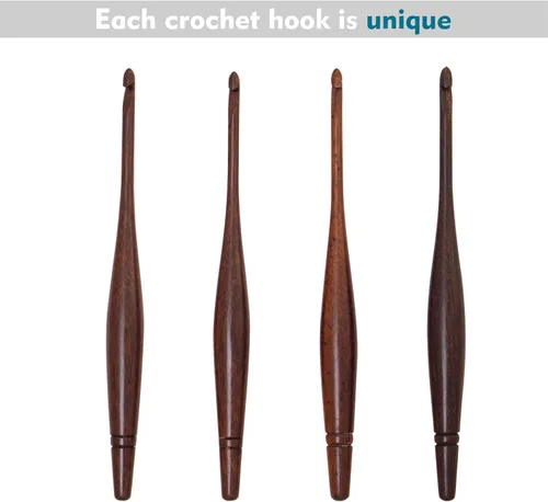 Vista 6 de Ommi - Ganchos de ganchillo con mango ergonómico Gancho de ganchillo de madera Narrapi hecho a mano de 6.7 pulgadas Aguja de tejer, tejido