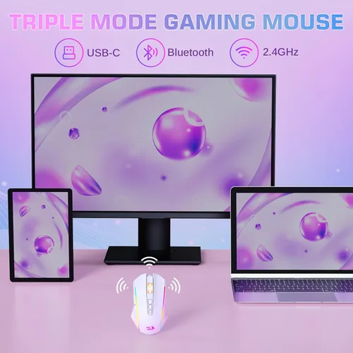 Vista 13 de Redragon Mouse para juegos, mouse inalámbrico para juegos con 8000 DPI, ratones para juegos de PC con botón de fuego, mouse ergonómico programable
