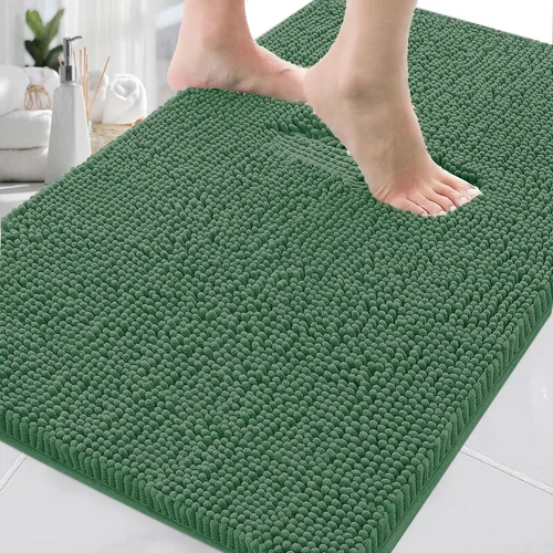 Vista 17 de Alfombras de baño en forma de U, alfombras de baño de felpilla súper absorbentes y respaldo antideslizante de PVC fuerte para inodoros, lavables a