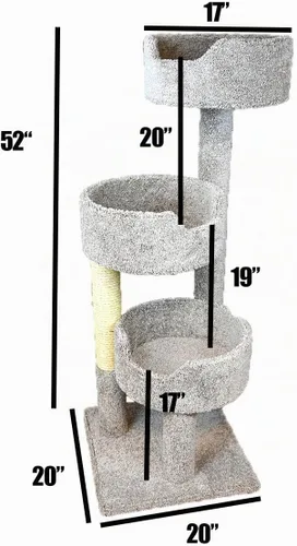 Vista 3 de Torre de lujo para gatos con espaciosas perchas para gatos y poste rascador para gatos grandes Beige