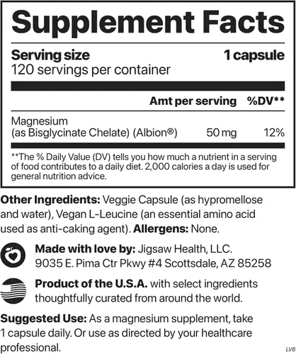 Vista 2 de Jigsaw Health MagPure Glycinate, cápsulas de magnesio premium, 120 cápsulas
