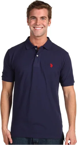 Vista 68 de Polo de piqué de algodón sólido para hombre con pequeño Pony Gris jaspeado