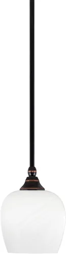 Vista 94 de Toltec Lighting Tallo Colgado Mini colgante, acabado de cobre negro, 3.5" cuadrado humo burbuja vidrio