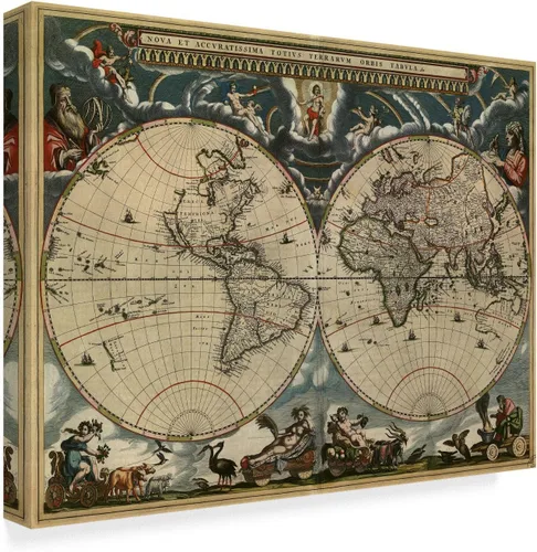 Vista 2 de Mapa del mundo 1684 de Vintage Lavoie, 14x19 pulgadas