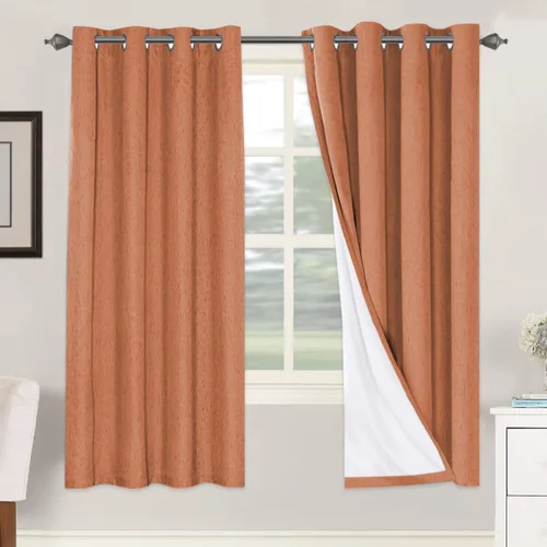 Vista 61 de H.VERSAILTEX Cortinas 100% opacas con aislamiento térmico, texturizadas, de lino, con bloqueo completo de calor y luz, para sala de estar y Negro