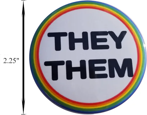 Vista 3 de Ellos ellos pronombre pin - botón pinback - alta visibilidad - solo grande, botón de 2.25