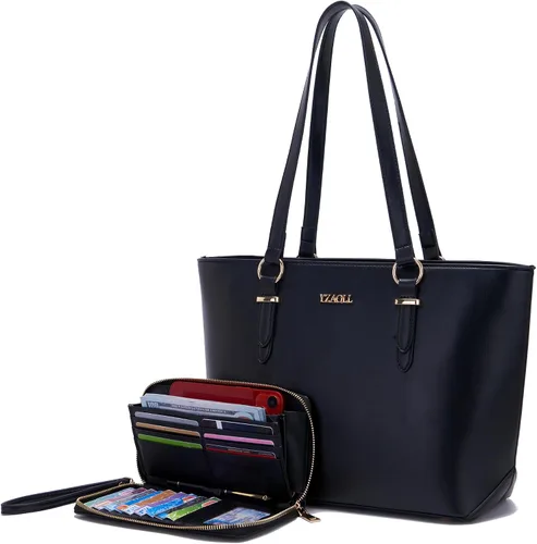 Vista 21 de YZAOLL Bolsos para mujer de cuero sintético, medianos y grandes, bolso de hombro, cartera, juego de bolso de mano y billetera