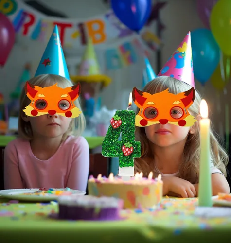 Vista 5 de Velas de cumpleaños 0, vela de número verde con fresa, linda vela de número de cumpleaños para suministros de fiesta de pasteles número 0 Green-0