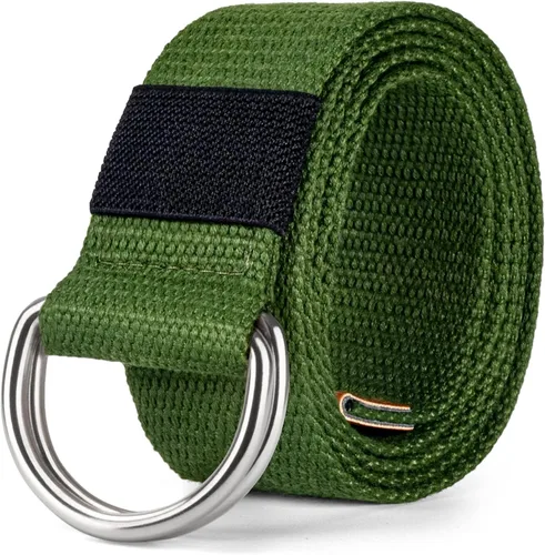 Vista 16 de Cinturón para mujeres y hombres de lona con hebilla negra 1 1/2" de ancho extra larga color sólido