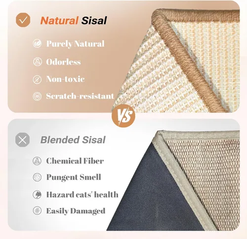Vista 4 de Rascador vertical para gatos de sisal en forma de L, madera