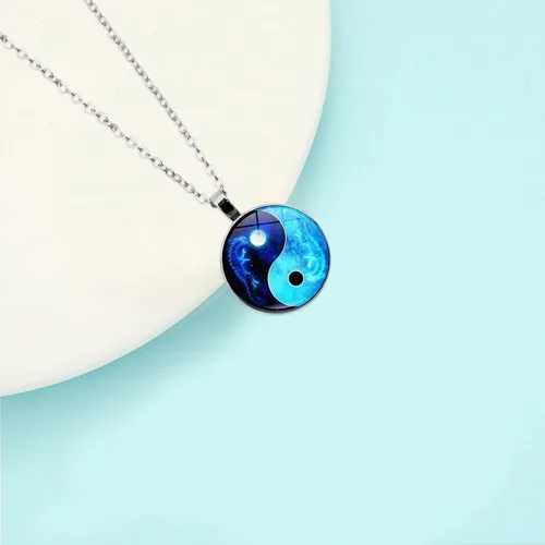 Vista 6 de Yin Yang - Collar con dije de filosofía china, símbolo taoísta, talismán, taichi, yoga, acero inoxidable, colgante de collar para mujeres y hombres