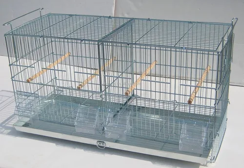 Vista 8 de Combo: Jaula de vuelo de aves galvanizada chapada en zinc apilable y bloqueo, divisor extraíble con soporte rodante