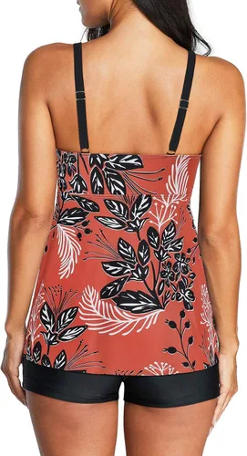 Vista 19 de American Trends Trajes de baño de dos piezas para mujer, tankini de talla grande, con control de abdomen