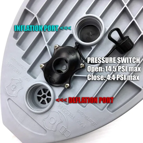 Vista 4 de Seamax Bomba de pie de 9L con cámaras dobles, alto volumen y alta presión, máximo 15 PSI para barco inflable y SUP