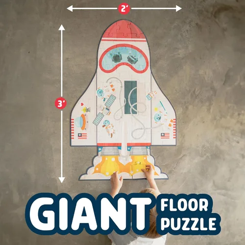 Vista 6 de Chuckle & Roar Rompecabezas de piso de dinosaurio, rompecabezas para niños de 4 a 6 años, 50 piezas Nave espacial