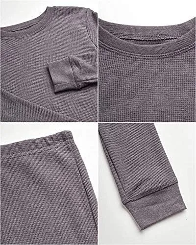 Vista 2 de Only Boys ' Conjunto de ropa interior térmica 4 piezas de punto gofre y pantalones largos (2T-16)