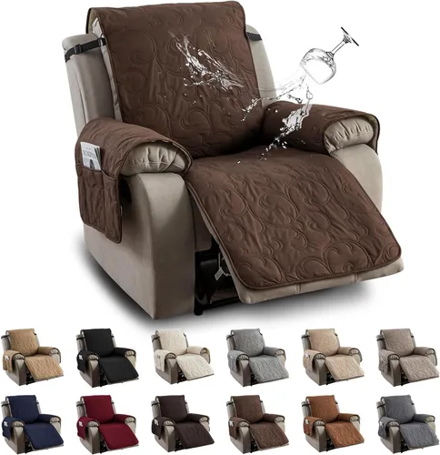 Vista 13 de Funda reclinable 100% impermeable para sofá biplaza, 4 piezas divididas para sofá reclinable de 2 asientos, funda de sofá reclinable antideslizante