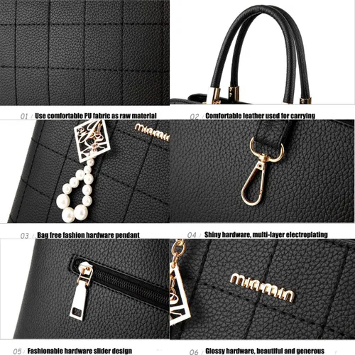 Vista 7 de XingChen Carteras y bolsos para mujer de piel sintética con asa superior, bolso de hombro para mujer