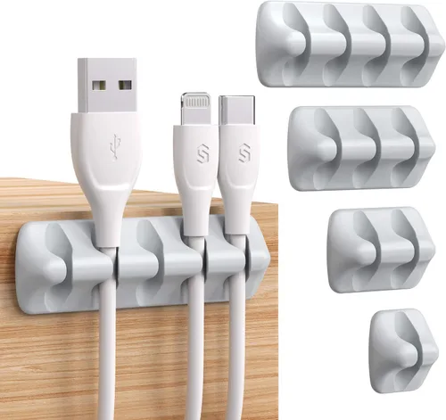 Vista 8 de Syncwire Clips transparentes para cables, organizador de cables autoadhesivo, para el hogar, oficina, cubículo, coche, mesita de noche, accesorios