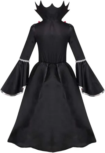 Vista 2 de yolsun Disfraz de vampiro para niñas noble reina medieval para Halloween