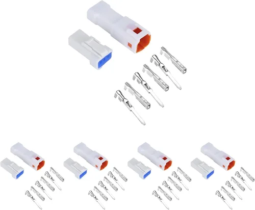Vista 9 de MUYI 5 Kits 2 Pin Way JST Conector Impermeable 26-22 AWG Zócalo Eléctrico 0.13~0.33mm² Conectores de Cable a Cable 2.0mm Serie JWPF-VSLE Conectores