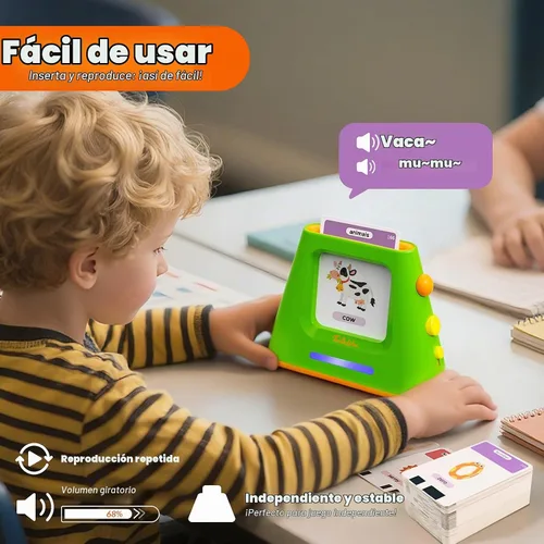 Vista 3 de Tarjetas didácticas parlantes para niños pequeños: juguetes de aprendizaje autónomos y de doble velocidad con 448 palabras visuales, juguetes