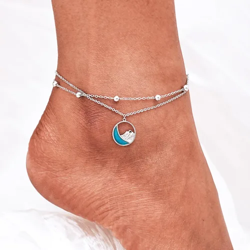 Vista 113 de CHIC & ARTSY Tobilleras delicadas de plata de ley S925 para verano, pulsera de tobillo ajustable multicapa para playa, joyería de pie para mujer