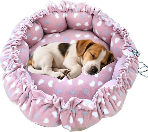 Vista 5 de Cama para gatos, nido de algodón rosa de 13 pulgadas de diámetro, para gatos, perros y otras mascotas (pequeño)