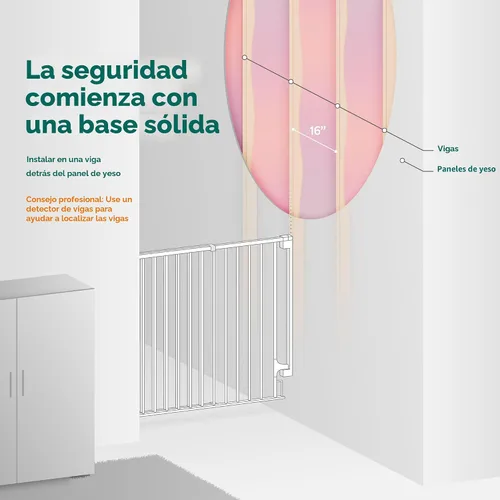 Vista 9 de Cumbor - Juego de 2 puertas de seguridad para bebés sin barra inferior, de 74-110 cm, puerta para perros con cierre automático, puerta para mascotas