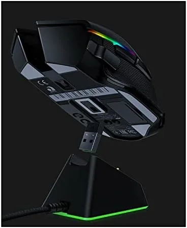 Vista 5 de Razer Basilisk Ultimate Hyperspeed Mouse inalámbrico para juegos de 20 K DPI sensor óptico Chroma RGB 11 botones programables incluye base de carga