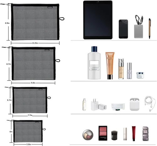 Vista 6 de SUPACOOL Bolsa de maquillaje de malla de viaje, bolsas organizadoras de cosméticos con cremallera, bolsas organizadoras de pañales, bolsa de nailon
