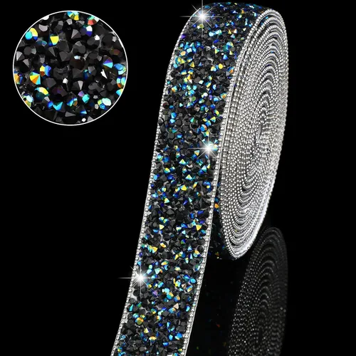 Vista 11 de Hicarer 3 yardas de cintas de diamantes de imitación de resina para boda, cinta autoadhesiva de diamantes de cristal, rollo de cinta de resina