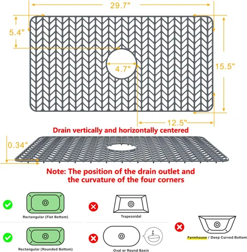 Vista 60 de Protectores de fregadero de cocina de 12 x 11 y 13 x 11 pulgadas, protectores de silicona para fregadero de cocina para la parte inferior del Gris